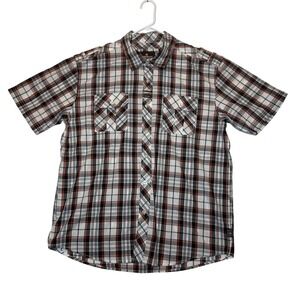 Southpole Authentic Collection Mens XL Plaid Short Sleeve Button Up Shirt Pocket
